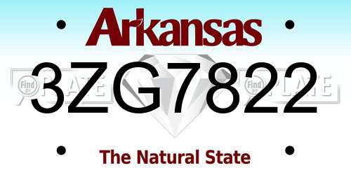 3ZG7822 Arkansas License Plate