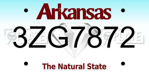 3ZG7872 Arkansas License Plate