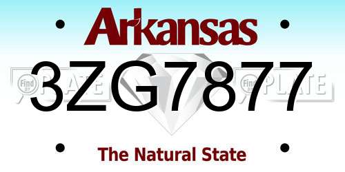 3ZG7877 Arkansas License Plate