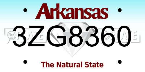 3ZG8360 Arkansas License Plate