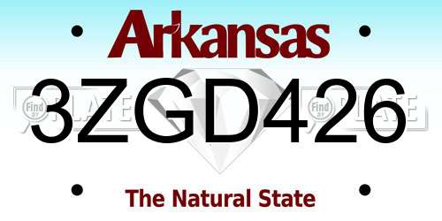 3ZGD426 Arkansas License Plate