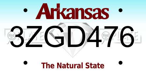 3ZGD476 Arkansas License Plate