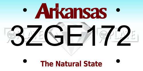 3ZGE172 Arkansas License Plate