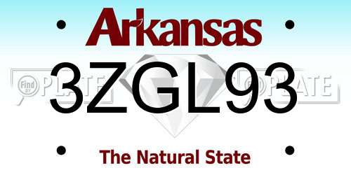 3ZGL93 Arkansas License Plate
