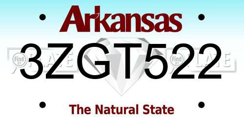 3ZGT522 Arkansas License Plate