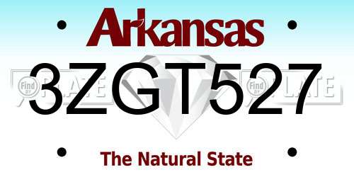 3ZGT527 Arkansas License Plate