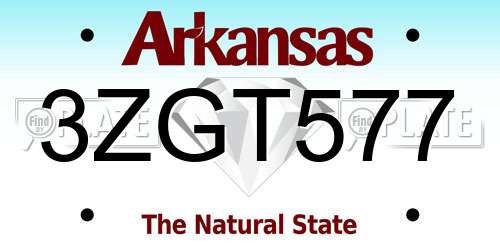 3ZGT577 Arkansas License Plate