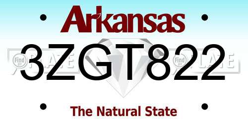 3ZGT822 Arkansas License Plate