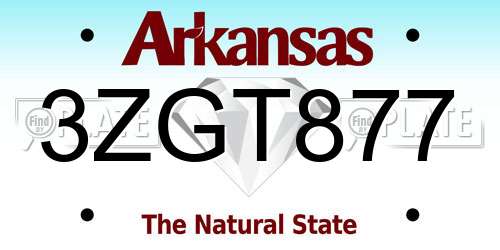 3ZGT877 Arkansas License Plate