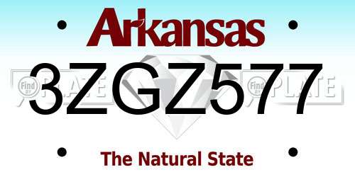 3ZGZ577 Arkansas License Plate