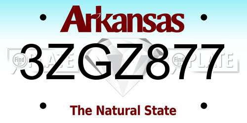 3ZGZ877 Arkansas License Plate