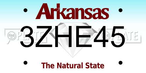 3ZHE45 Arkansas License Plate