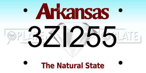 3ZI255 Arkansas License Plate