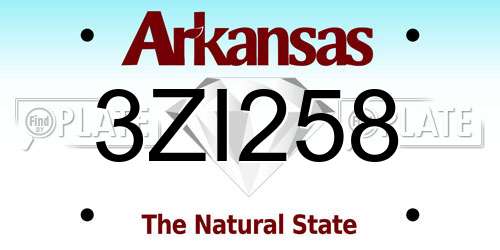 3ZI258 Arkansas License Plate