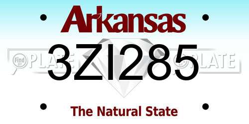3ZI285 Arkansas License Plate