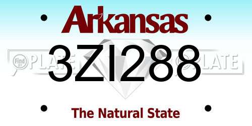 3ZI288 Arkansas License Plate