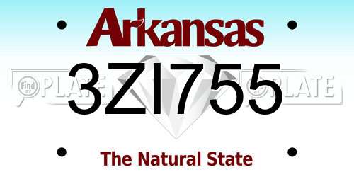 3ZI755 Arkansas License Plate