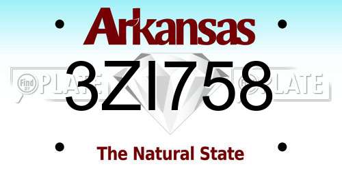 3ZI758 Arkansas License Plate