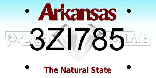 3ZI785 Arkansas License Plate