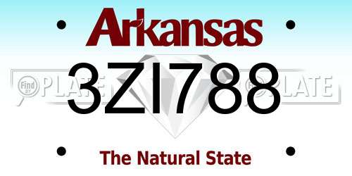 3ZI788 Arkansas License Plate