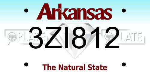 3ZI812 Arkansas License Plate