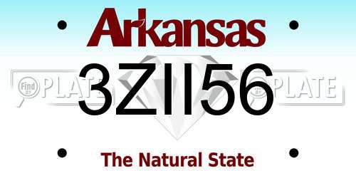 3ZII56 Arkansas License Plate