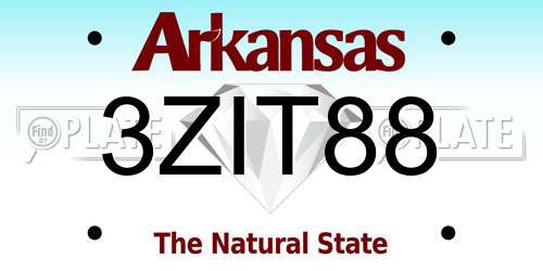 3ZIT88 Arkansas License Plate