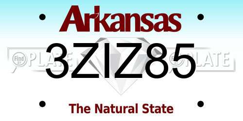 3ZIZ85 Arkansas License Plate
