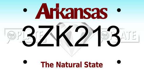 3ZK213 Arkansas License Plate