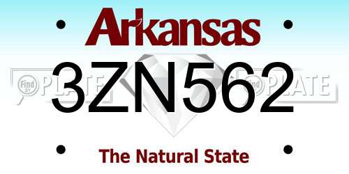 3ZN562 Arkansas License Plate