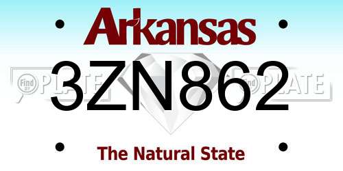 3ZN862 Arkansas License Plate