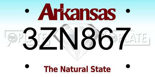 3ZN867 Arkansas License Plate