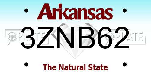 3ZNB62 Arkansas License Plate