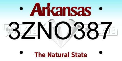 3ZNO387 Arkansas License Plate