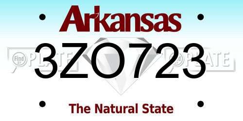 3ZO723 Arkansas License Plate