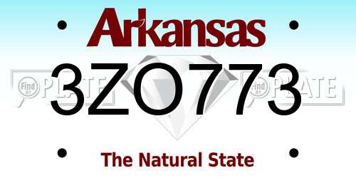 3ZO773 Arkansas License Plate