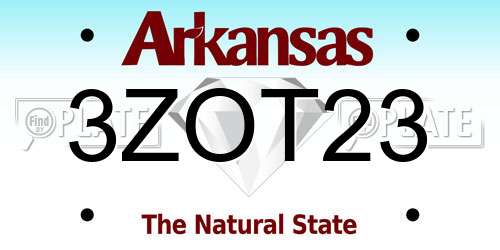 3ZOT23 Arkansas License Plate
