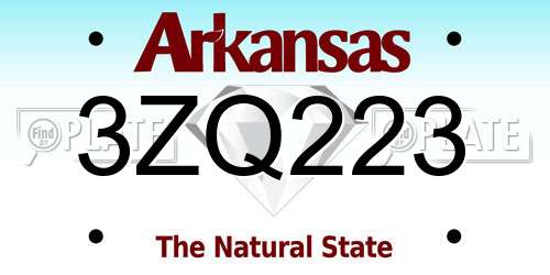 3ZQ223 Arkansas License Plate