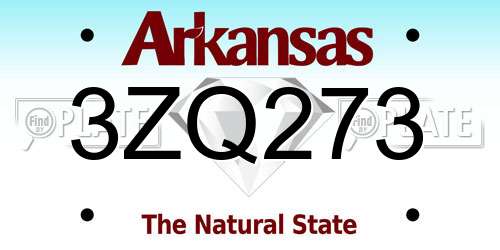 3ZQ273 Arkansas License Plate