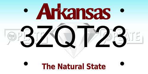 3ZQT23 Arkansas License Plate