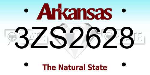 3ZS2628 Arkansas License Plate