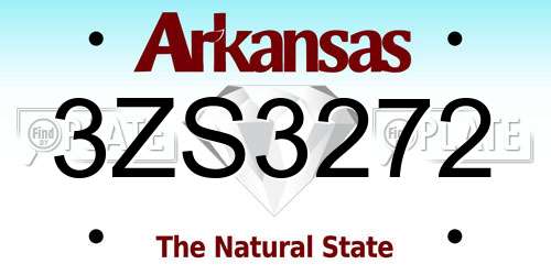 3ZS3272 Arkansas License Plate