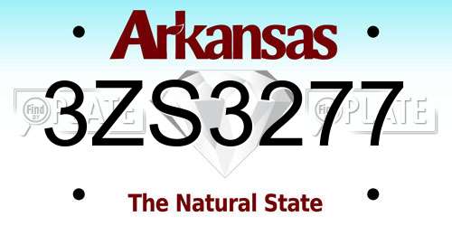 3ZS3277 Arkansas License Plate