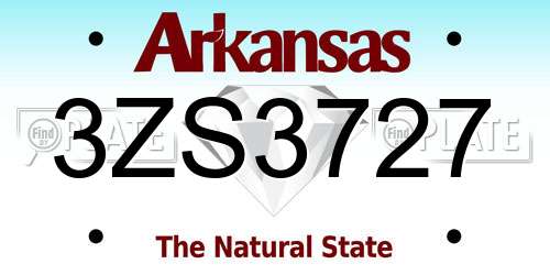 3ZS3727 Arkansas License Plate
