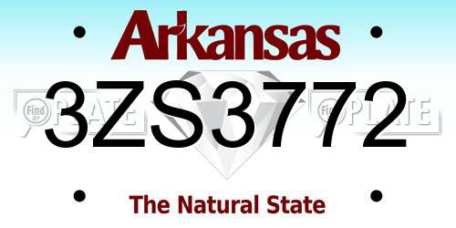 3ZS3772 Arkansas License Plate