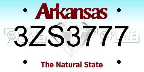 3ZS3777 Arkansas License Plate