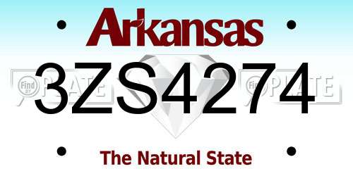 3ZS4274 Arkansas License Plate
