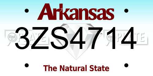 3ZS4714 Arkansas License Plate