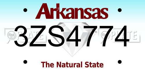 3ZS4774 Arkansas License Plate