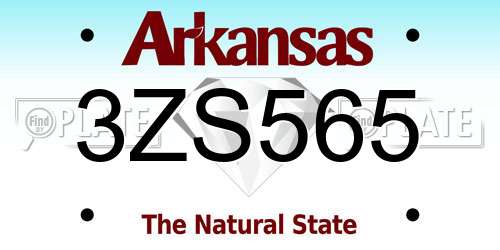 3ZS565 Arkansas License Plate